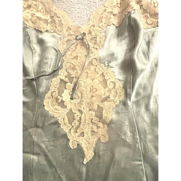 Vintage Victorian Secret Satin & Lace Chemise Nightgown Slip Dress w Spaghetti S - Picture 15 of 16